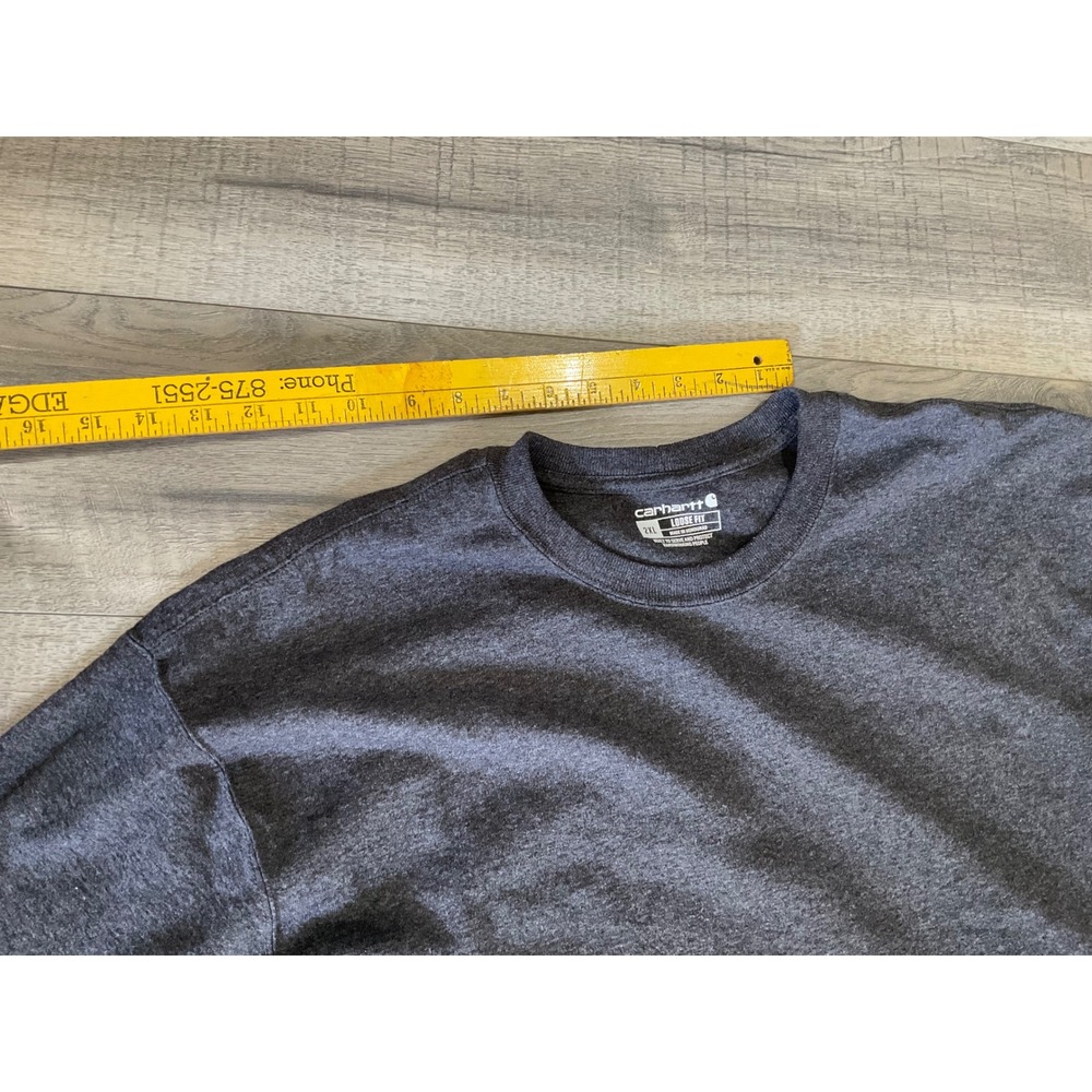 Carhartt Mens 2XL Loose Fit Long Sleeve Graphic Logo T-Shirt Charcoal Gray - Picture 7 of 7